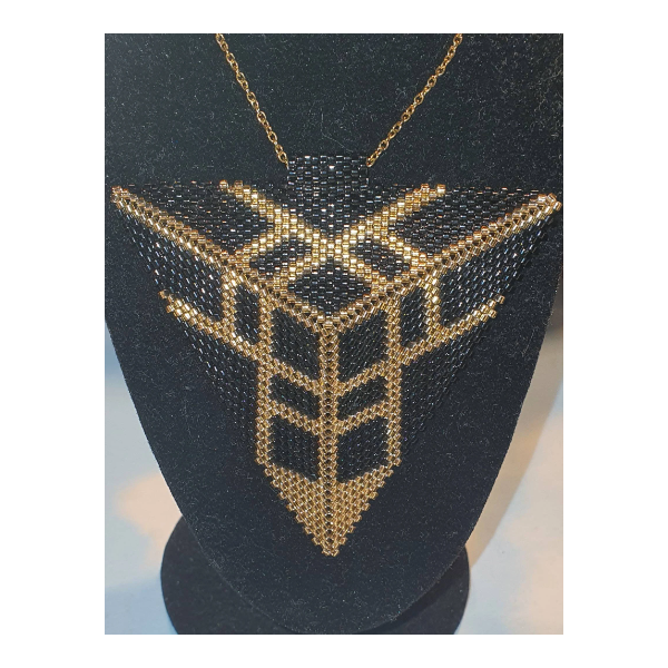 14k Black and Gold 3d Miyuki Necklace 1