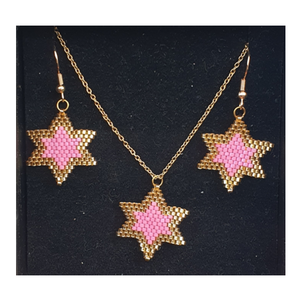 14k Gold Stars Earring and Necklaces Set 1