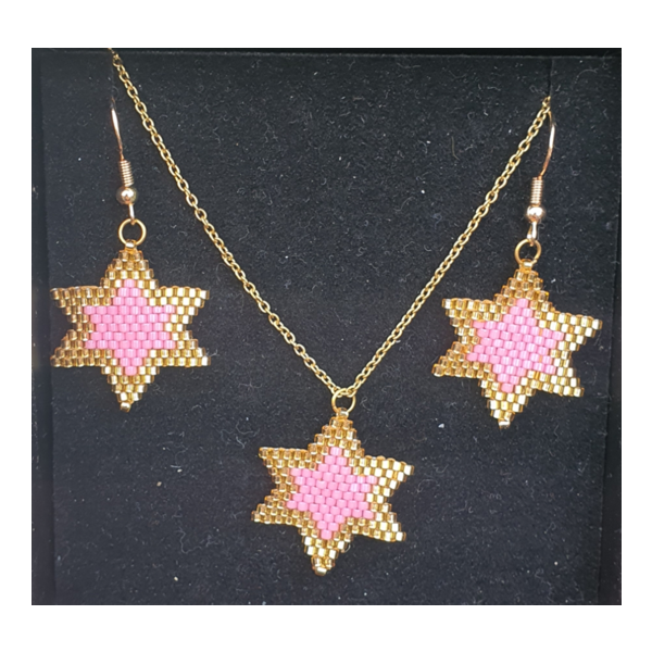 14k Gold Stars Earring and Necklaces Set 3