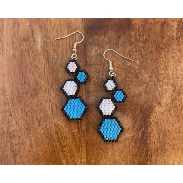 Dangle Blue White Cricle Earring 2