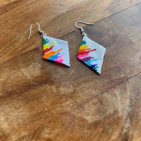 White and Shiny Colorful Earring 1