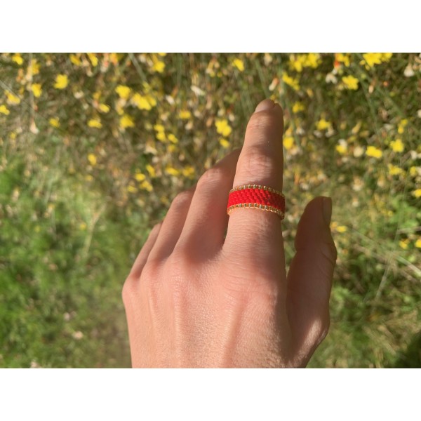 Miyuki Bead Rings Red and Gold 1