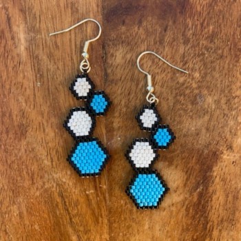 Dangle Blue White Cricle Earring