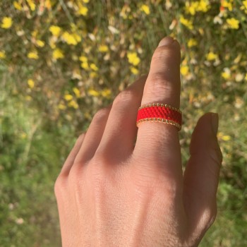 Miyuki Bead Rings Red and Gold